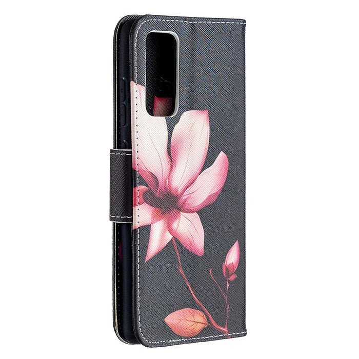 Pattern Printing Case Wallet Stand Leather Cover Protector for Samsung Galaxy S20 FE 4G/FE 5G/S20 Lite/S20 FE 2022 - Pink Flower - 3