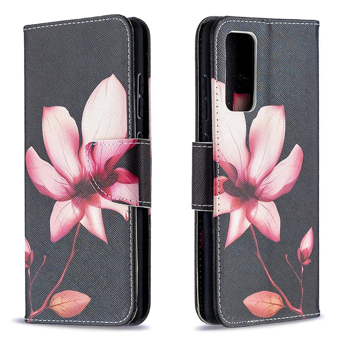 Pattern Printing Case Wallet Stand Leather Cover Protector for Samsung Galaxy S20 FE 4G/FE 5G/S20 Lite/S20 FE 2022 - Pink Flower - 4