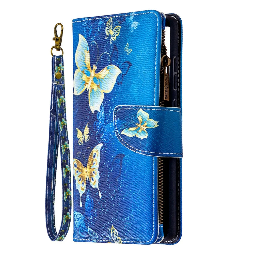Pattern Printing Case Wallet Stand Leather Cover Protector for Samsung Galaxy S20 FE 4G / FE 5G / S20 Lite / S20 FE 2022 - Blue Butterfly - 2