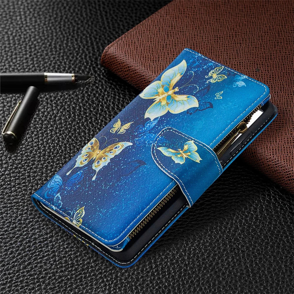 Pattern Printing Case Wallet Stand Leather Cover Protector for Samsung Galaxy S20 FE 4G / FE 5G / S20 Lite / S20 FE 2022 - Blue Butterfly - 7