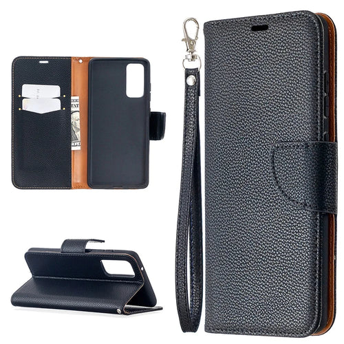 Litchi Surface with Wallet Leather Stand Case for Samsung Galaxy S20 FE 4G/FE 5G/S20 Lite/S20 FE 2022 - Black - 1