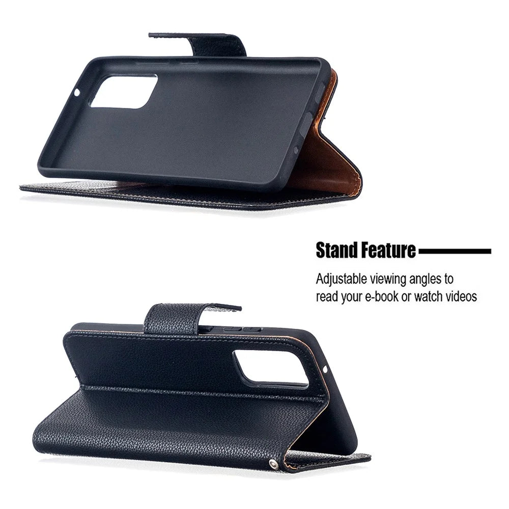Litchi Surface with Wallet Leather Stand Case for Samsung Galaxy S20 FE 4G/FE 5G/S20 Lite/S20 FE 2022 - Black - 5