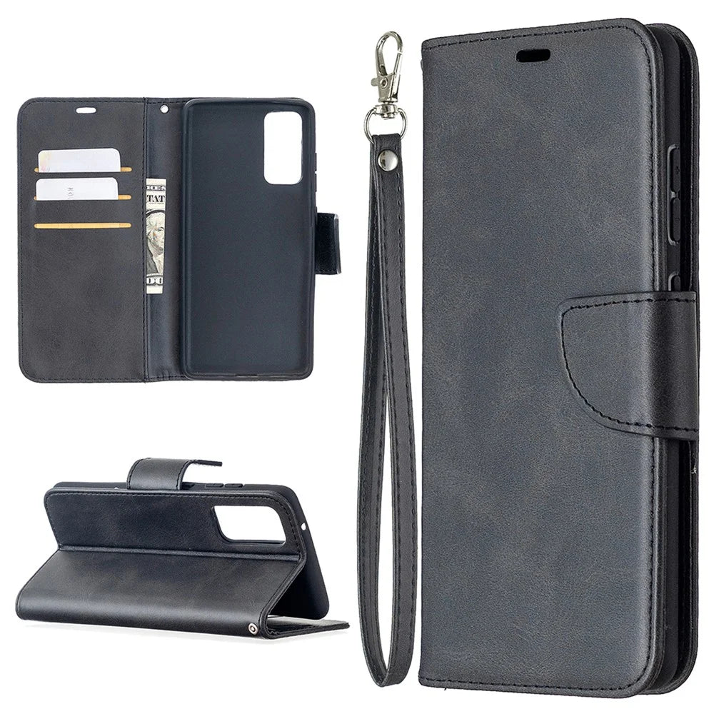 PU Leather Wallet Stand Phone Case for Samsung Galaxy S20 FE 4G/FE 5G/S20 Lite/S20 FE 2022 - Black - 1