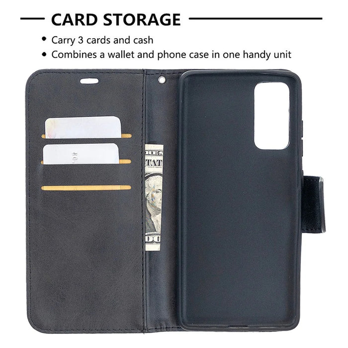 PU Leather Wallet Stand Phone Case for Samsung Galaxy S20 FE 4G/FE 5G/S20 Lite/S20 FE 2022 - Black - 6