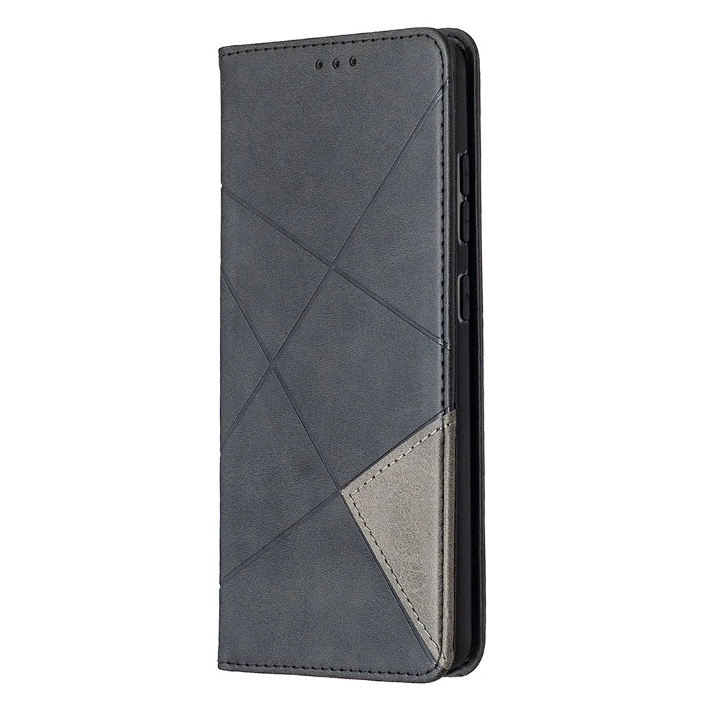 Geometric Pattern Leather Stand Case with Card Slots for Samsung Galaxy S20 FE 4G / FE 5G / S20 Lite / S20 FE 2022 - Black - 2