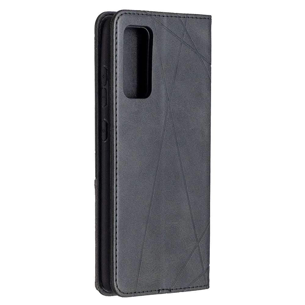 Geometric Pattern Leather Stand Case with Card Slots for Samsung Galaxy S20 FE 4G / FE 5G / S20 Lite / S20 FE 2022 - Black - 3