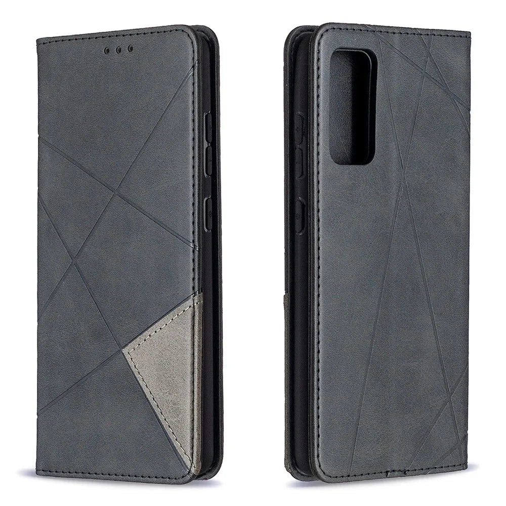 Geometric Pattern Leather Stand Case with Card Slots for Samsung Galaxy S20 FE 4G / FE 5G / S20 Lite / S20 FE 2022 - Black - 4