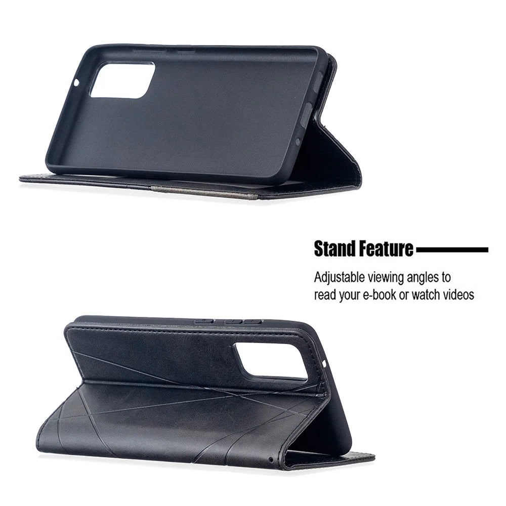 Geometric Pattern Leather Stand Case with Card Slots for Samsung Galaxy S20 FE 4G / FE 5G / S20 Lite / S20 FE 2022 - Black - 5