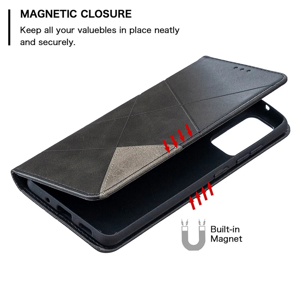 Geometric Pattern Leather Stand Case with Card Slots for Samsung Galaxy S20 FE 4G / FE 5G / S20 Lite / S20 FE 2022 - Black - 6