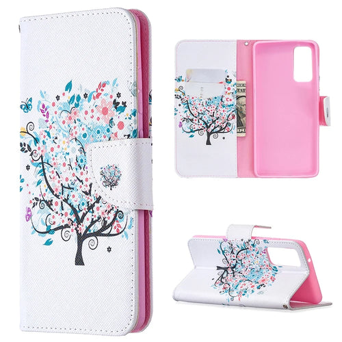 Pattern Printing Leather Wallet Protective Shell for Samsung Galaxy S20 FE 4G/FE 5G/S20 Lite/S20 FE 2022 - Flower Tree - 1
