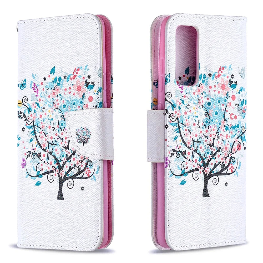 Pattern Printing Leather Wallet Protective Shell for Samsung Galaxy S20 FE 4G/FE 5G/S20 Lite/S20 FE 2022 - Flower Tree - 2