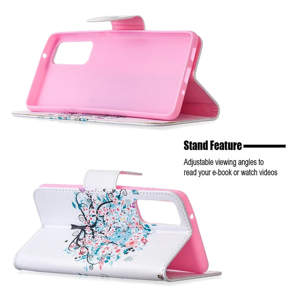 Pattern Printing Leather Wallet Protective Shell for Samsung Galaxy S20 FE 4G/FE 5G/S20 Lite/S20 FE 2022 - Flower Tree - 5
