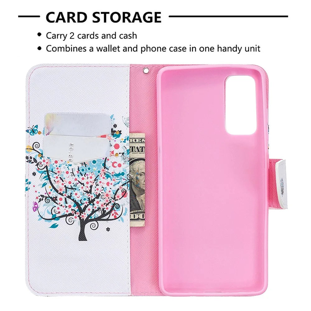 Pattern Printing Leather Wallet Protective Shell for Samsung Galaxy S20 FE 4G/FE 5G/S20 Lite/S20 FE 2022 - Flower Tree - 6