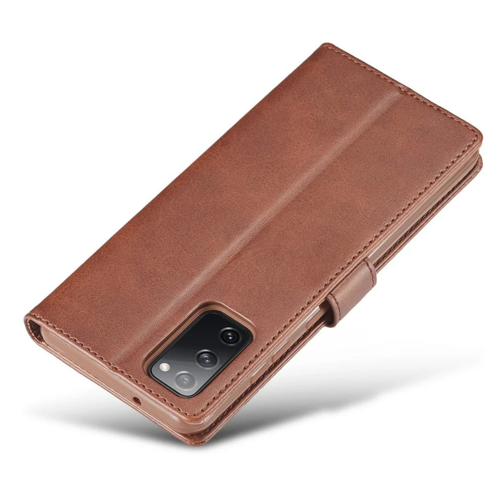 LC.IMEEKE Leather Wallet Stand Case with Reserved Front Cutout for Samsung Galaxy S20 FE 4G/FE 5G/S20 Lite/S20 FE 2022 - Coffee - 4