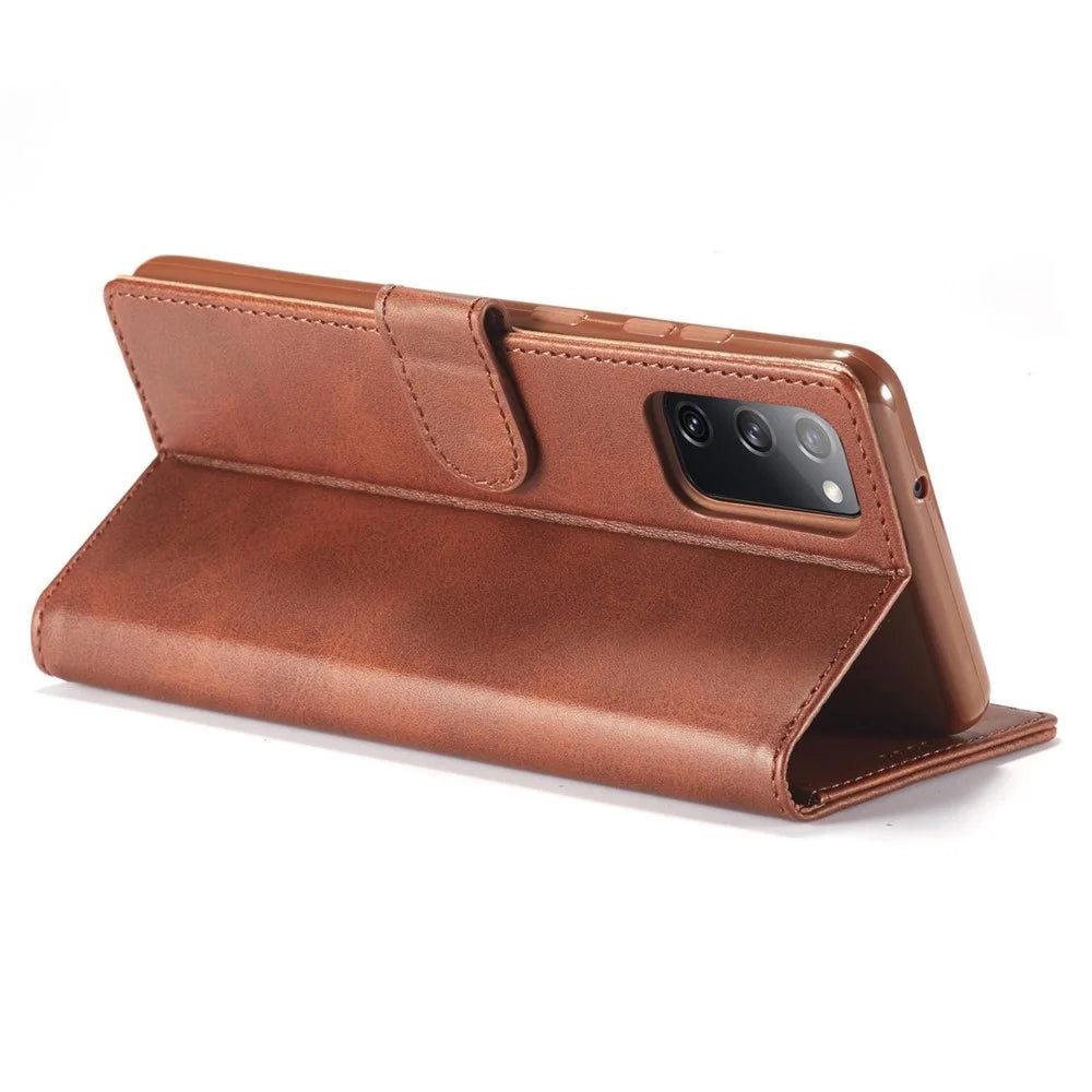 LC.IMEEKE Leather Wallet Stand Case with Reserved Front Cutout for Samsung Galaxy S20 FE 4G/FE 5G/S20 Lite/S20 FE 2022 - Coffee - 5