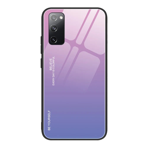 Gradient Tempered Glass PC TPU Hybrid Case for Samsung Galaxy S20 FE 4G/FE 5G/S20 Lite/S20 FE 2022 - Pink / Blue - 1