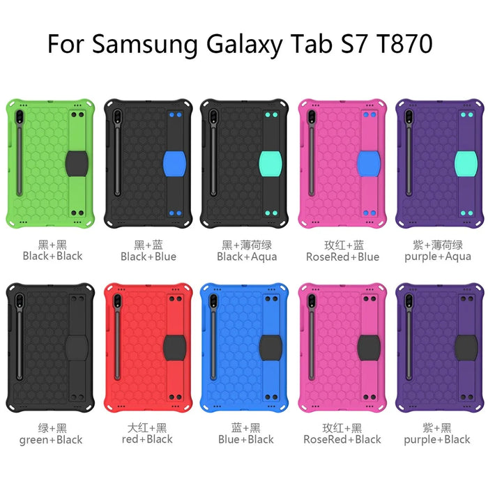 Honeycomb Texture EVA Tablet Combo Case with Shoulder Strap for Samsung Galaxy Tab S7 / S8 - Black - 3