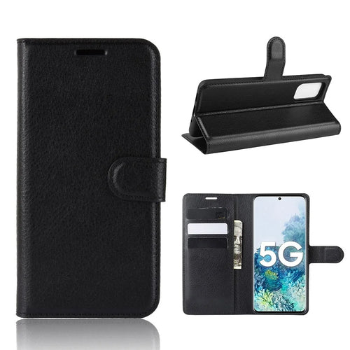 Magnetic Leather Litchi Skin Case for Samsung Galaxy S20 FE 4G / FE 5G / S20 Lite / S20 FE 2022 - Black - 1