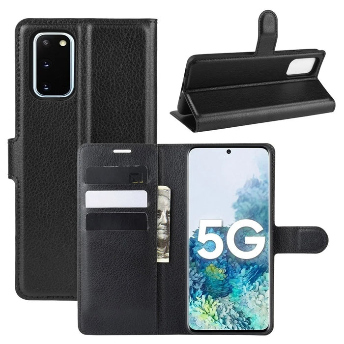 Magnetic Leather Litchi Skin Case for Samsung Galaxy S20 FE 4G / FE 5G / S20 Lite / S20 FE 2022 - Black - 7