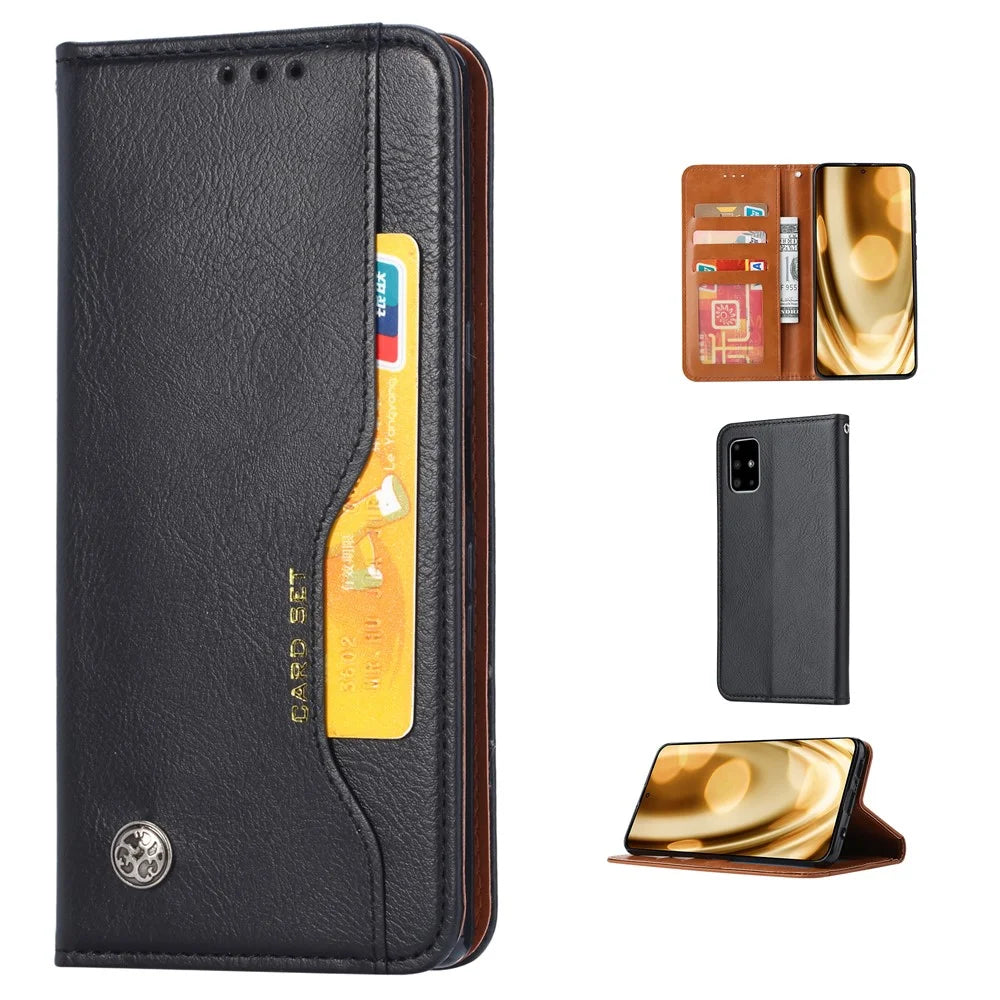 Auto-absorbed Wallet Stand Leather Protector Cover for Samsung Galaxy S20 FE 4G/FE 5G/S20 Lite/S20 FE 2022 - Black - 3