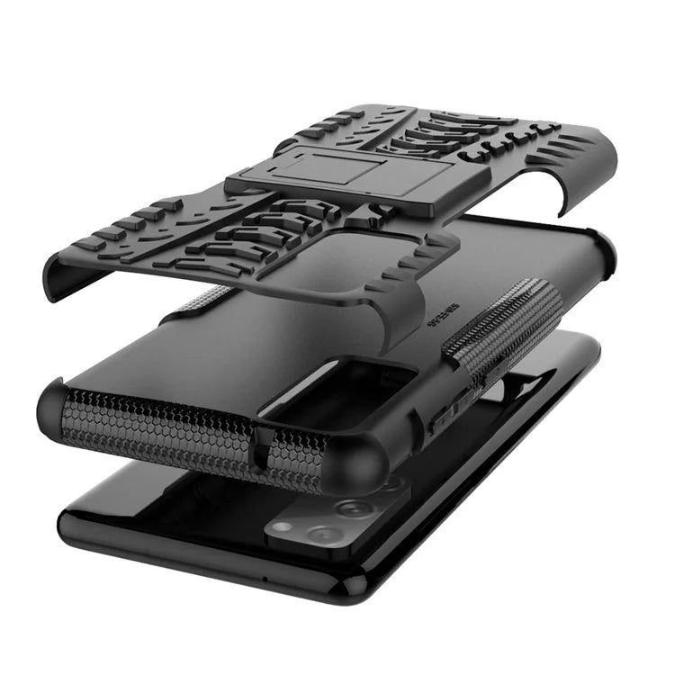 Cool Tyre PC + TPU Protection Shell with Kickstand for Samsung Galaxy S20 FE 5G/S20 Fan Edition 5G - Black - 7