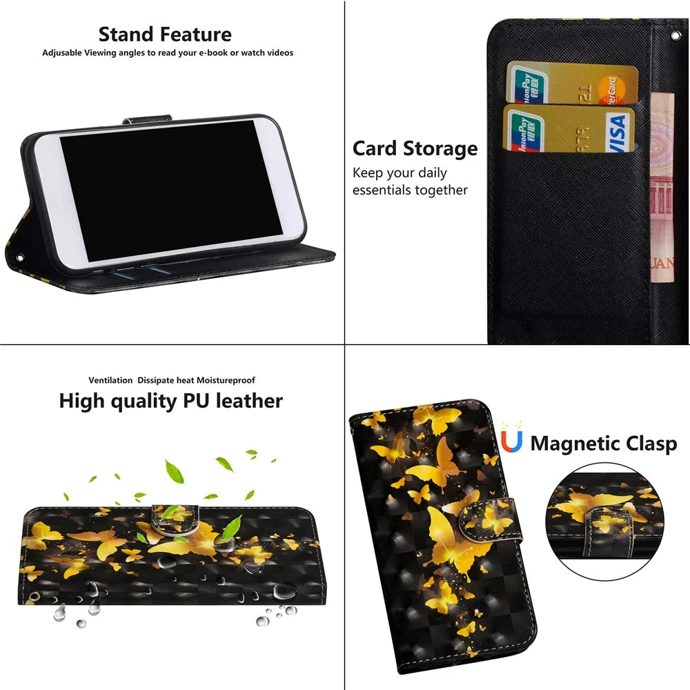 Light Spot Decor Pattern Printing Wallet Stand Leather Shell with Strap for Samsung Galaxy S20 FE 4G/FE 5G/S20 Lite/S20 FE 2022 - Gold Butterfly - 6