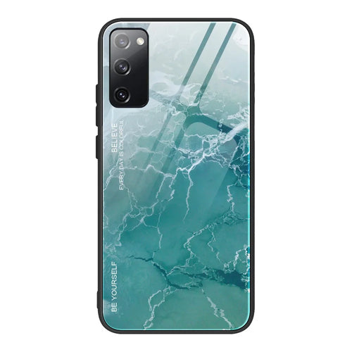 Marble Texture Tempered Glass Back + TPU Combo Case for Samsung Galaxy S20 FE 4G/FE 5G/S20 Lite/S20 FE 2022 - Style D - 1