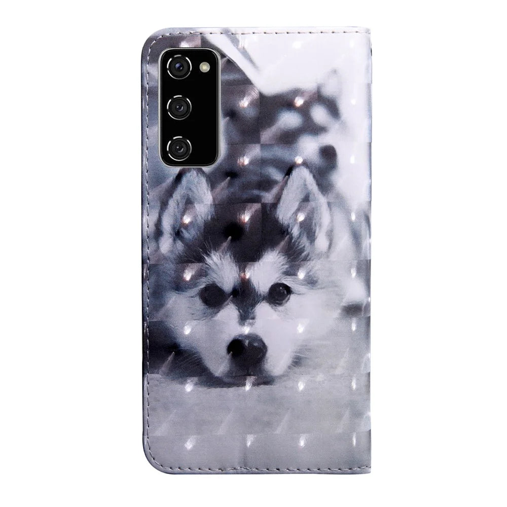 Light Spot Decor Pattern Printing Wallet Stand Leather Cover Case for Samsung Galaxy S20 FE 4G/FE 5G/S20 Lite/S20 FE 2022 - Wolf - 3
