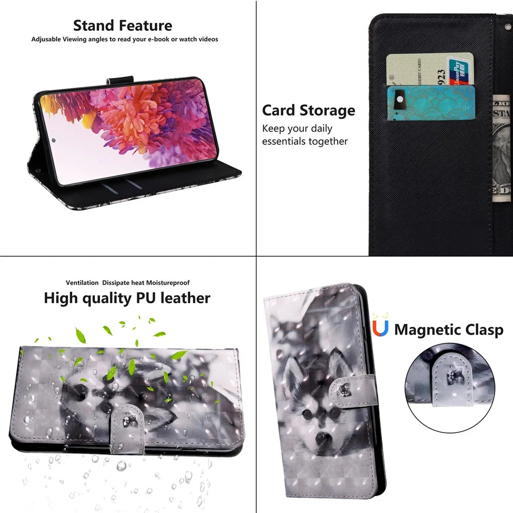Light Spot Decor Pattern Printing Wallet Stand Leather Cover Case for Samsung Galaxy S20 FE 4G/FE 5G/S20 Lite/S20 FE 2022 - Wolf - 7