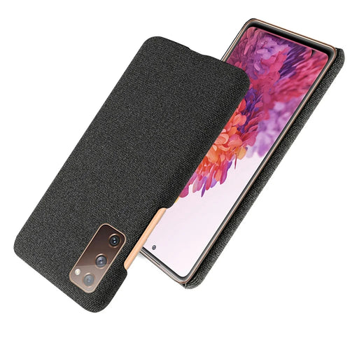Cloth Texture Plastic Back Case for Samsung Galaxy S20 FE 4G/FE 5G/S20 Lite/S20 FE 2022 - Black - 1