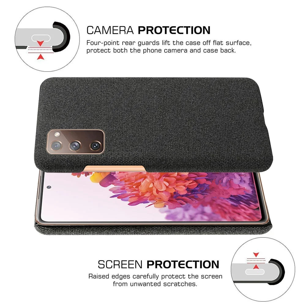 Cloth Texture Plastic Back Case for Samsung Galaxy S20 FE 4G/FE 5G/S20 Lite/S20 FE 2022 - Black - 5