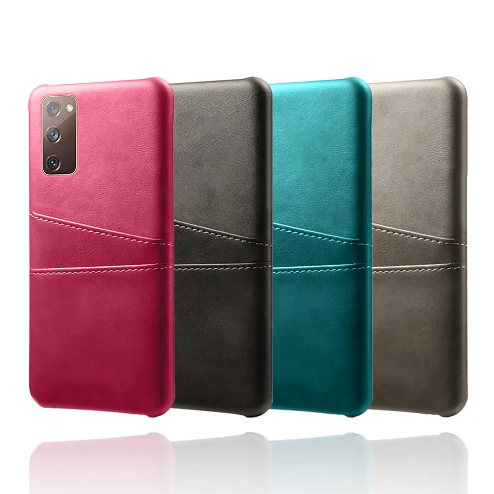 for Samsung Galaxy S20 FE 4G / FE 5G / S20 Lite / S20 FE 2022 PU Leather + Plastic Shell with Card Holder Slots - Black - 6