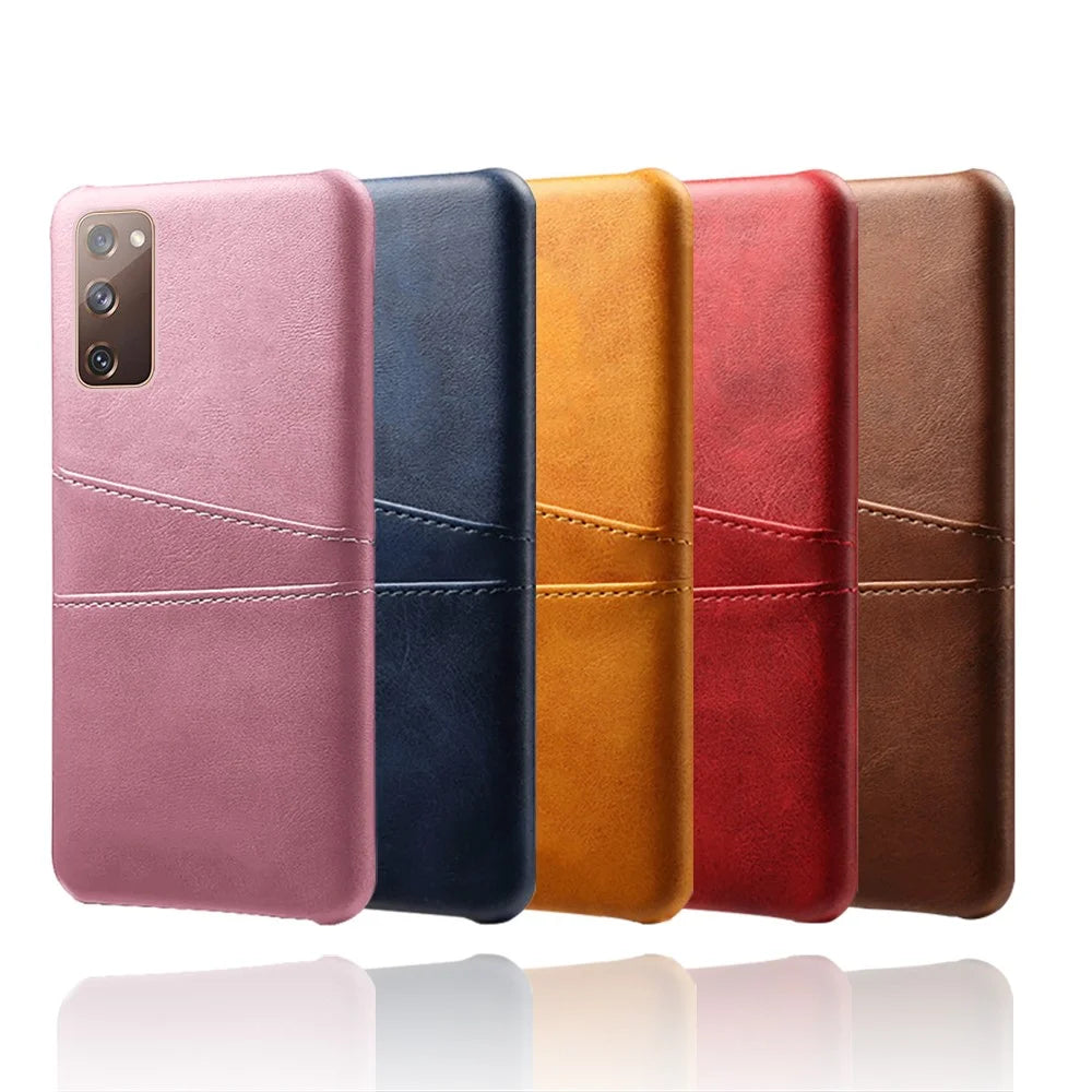 for Samsung Galaxy S20 FE 4G / FE 5G / S20 Lite / S20 FE 2022 PU Leather + Plastic Shell with Card Holder Slots - Black - 7