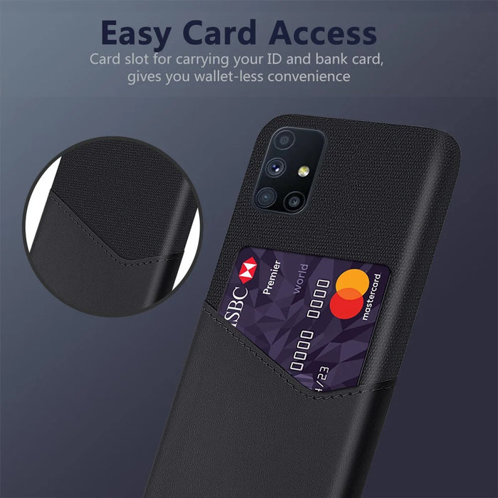 Card Slot Shell Cloth + PU Leather + PC Hybrid Case for Samsung Galaxy M51 (Side Fingerprint) - Black - 2