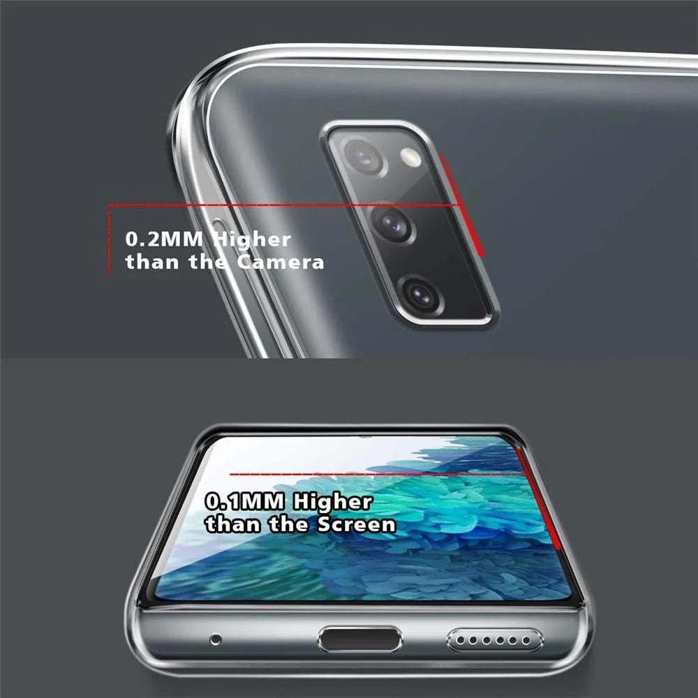 TPU Phone Cover Shell + Tempered Glass Screen Protector for Samsung Galaxy S20 FE 4G/FE 5G/S20 Lite/S20 FE 2022 - 2