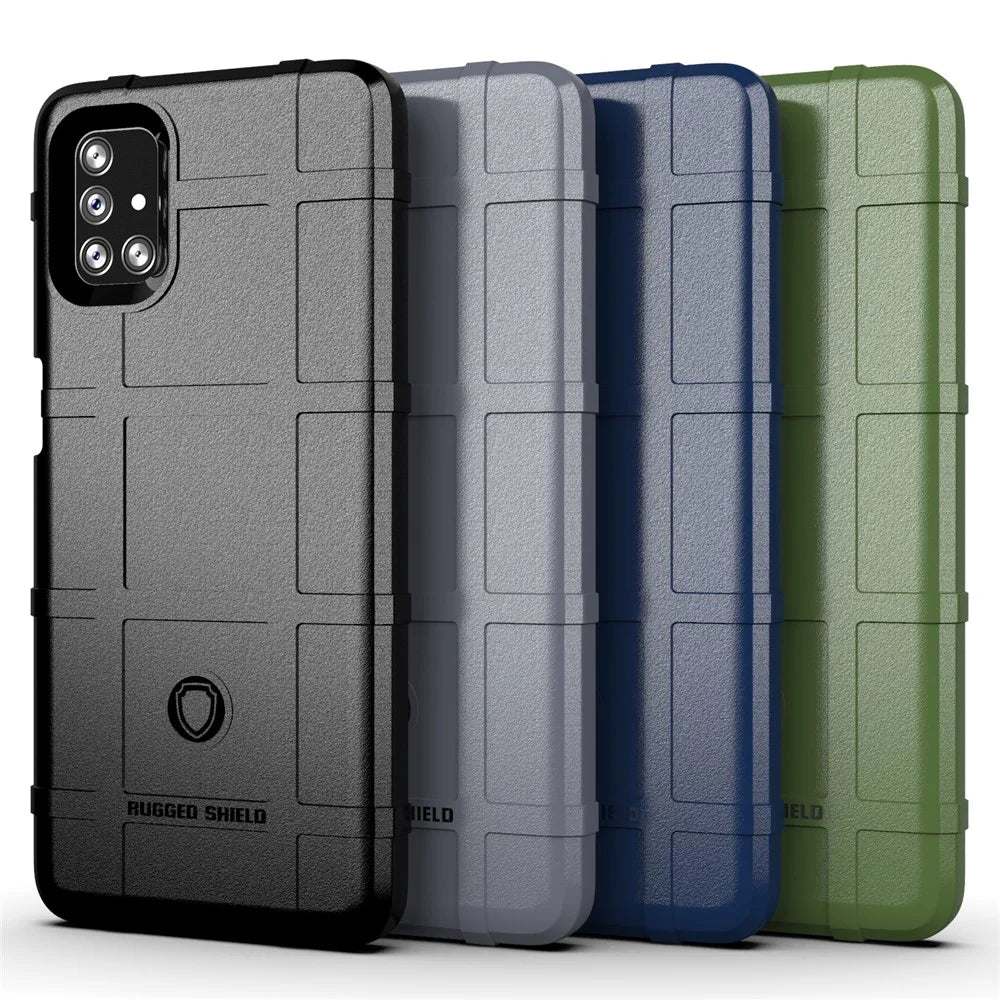 Side Fingerprint Rugged Square Grid Texture TPU Case for Samsung Galaxy M51 - Black - 2