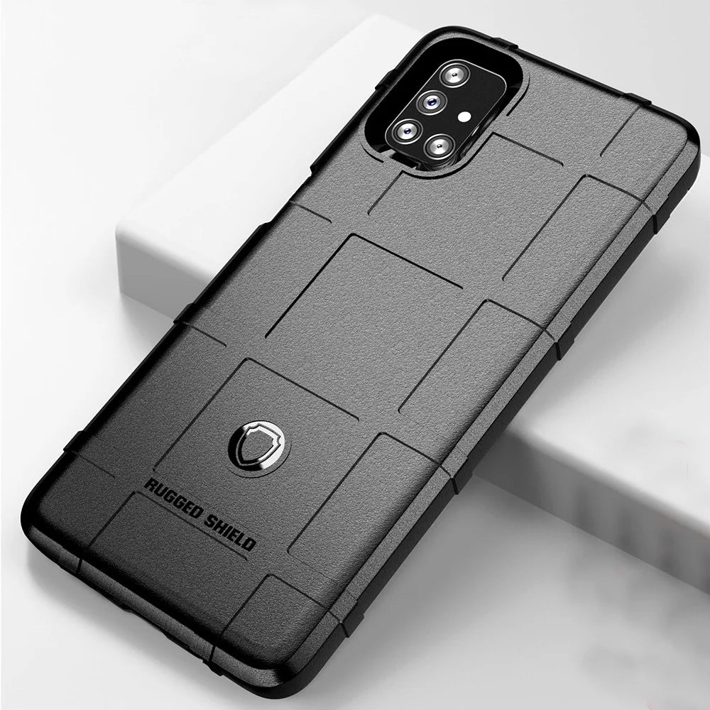 Side Fingerprint Rugged Square Grid Texture TPU Case for Samsung Galaxy M51 - Black - 3
