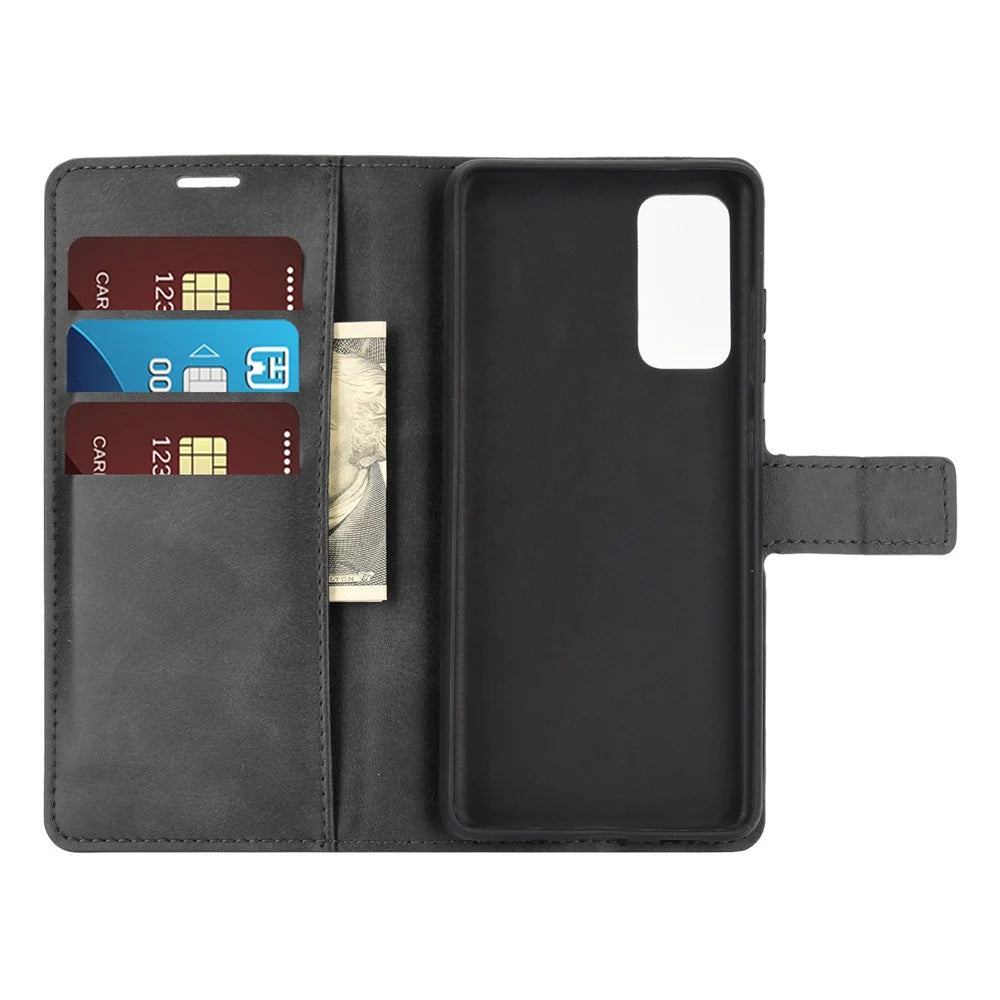 Protective Shell Wallet Leather Stand Flip Case for Samsung Galaxy S20 FE 4G/FE 5G/S20 Lite/S20 FE 2022 - Black - 4