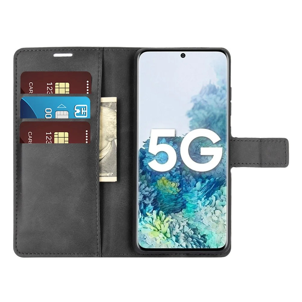 Protective Shell Wallet Leather Stand Flip Case for Samsung Galaxy S20 FE 4G/FE 5G/S20 Lite/S20 FE 2022 - Black - 5