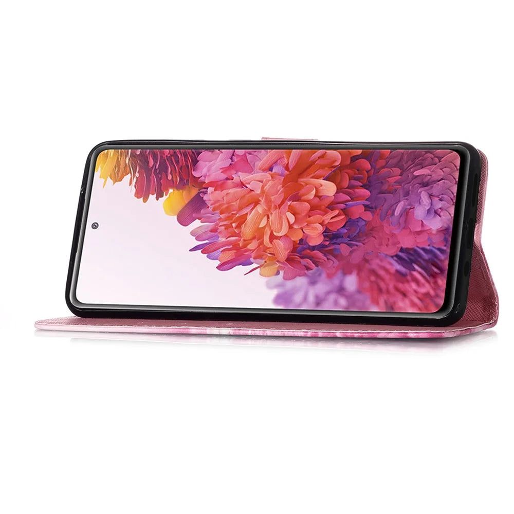 Pattern Printing Wallet Stand Leather Phone Casing with Strap for Samsung Galaxy S20 FE 4G / FE 5G / S20 Lite / S20 FE 2022 - Flower - 5
