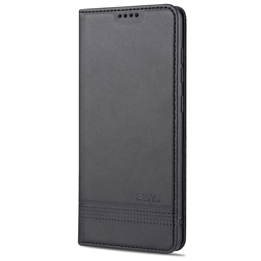 AZNS Auto-absorbed Leather Wallet Case for Samsung Galaxy S20 FE 4G/FE 5G/S20 Lite/S20 FE 2022 - Black - 2