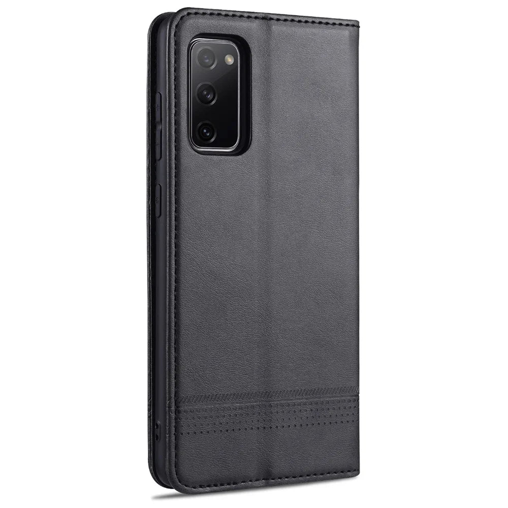 AZNS Auto-absorbed Leather Wallet Case for Samsung Galaxy S20 FE 4G/FE 5G/S20 Lite/S20 FE 2022 - Black - 3