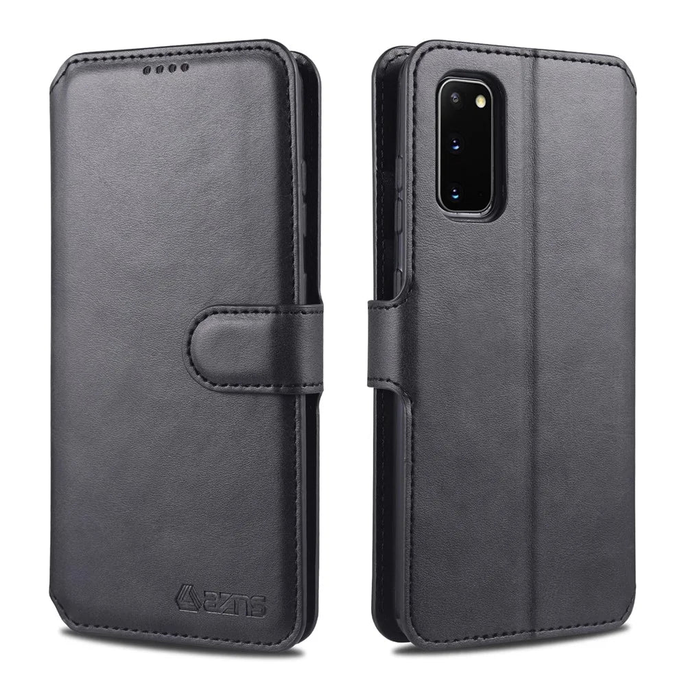 AZNS Wallet Leather Stand Case for Samsung Galaxy S20 FE 4G/FE 5G/S20 Lite/S20 FE 2022 - Black - 1