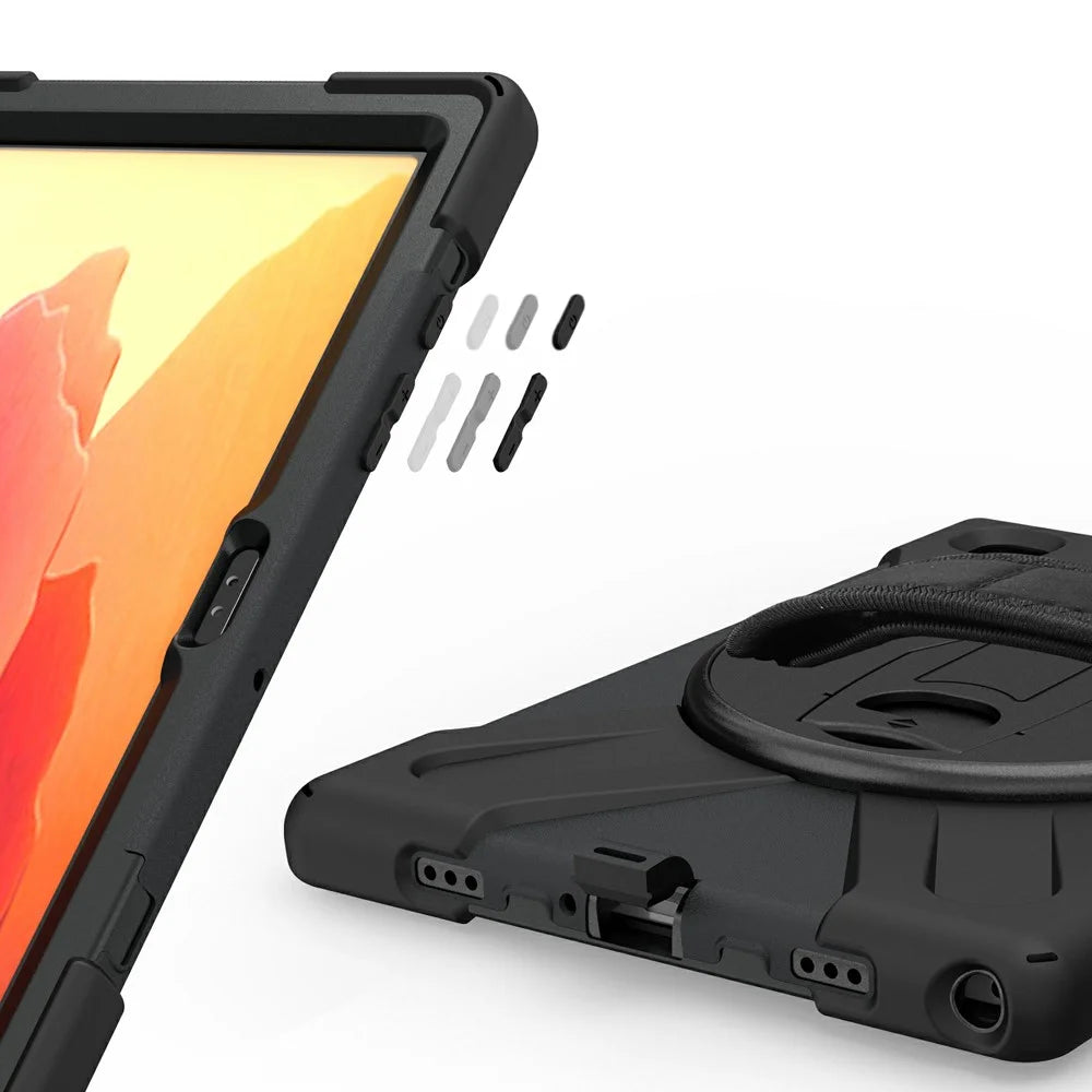360° Swivel PC + Silicone Combo Kickstand Tablet Case for Samsung Galaxy Tab A7 10.4 (2020) / (2022) - Black - 7