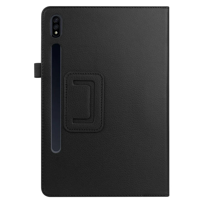 Litchi Skin Leather Stand Case for Samsung Galaxy Tab S7 T870 / T875 / S8 - Black - 2