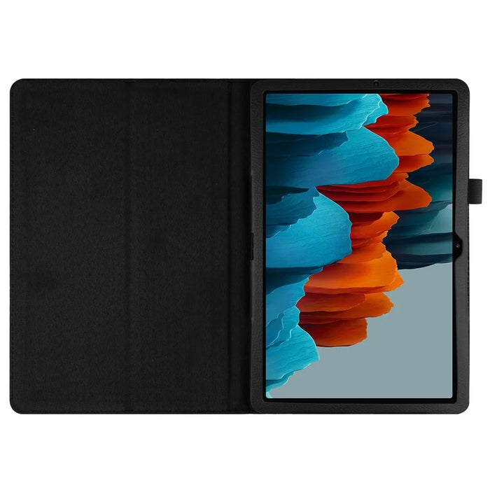 Litchi Skin Leather Stand Case for Samsung Galaxy Tab S7 T870 / T875 / S8 - Black - 4