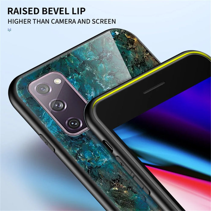 Marble Grain Pattern Tempered Glass PC + TPU Combo Case for Samsung Galaxy S20 FE 5G/Fan Edition 5G/S20 FE/Fan Edition/S20 Lite/S20 FE 2022 - Emerald - 4