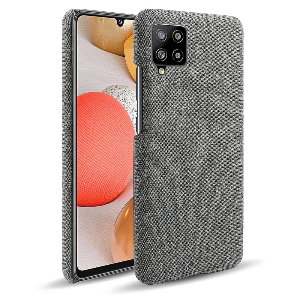 Cloth Texture Plastic Hard Phone Cover for Samsung Galaxy A42 5G - Dark Grey - 1