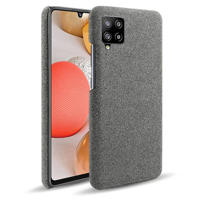 Cloth Texture Plastic Hard Phone Cover for Samsung Galaxy A42 5G - Dark Grey - 1