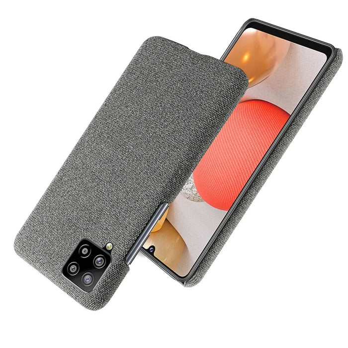 Cloth Texture Plastic Hard Phone Cover for Samsung Galaxy A42 5G - Dark Grey - 2